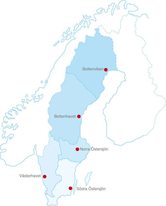 Sveriges vattendistrikt, illustration Roger Sjöström, Kreation AB.