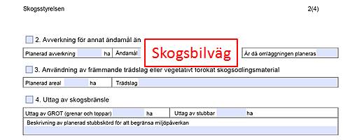 Avverkningsanmälan Skogsbilväg