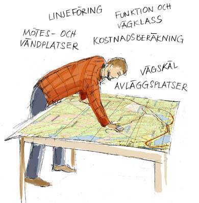 Projektering av väg. Illustration Anna Marconi.