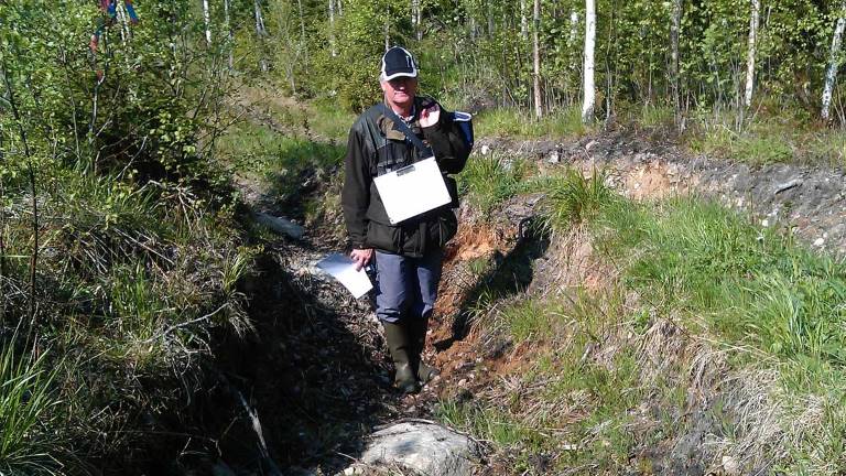 Skotarspår rakt genom kolbotten. Foto Skogsstyrelsen.