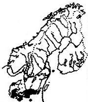 Avenbok, utbredning. Karta från Den nordiska floran.